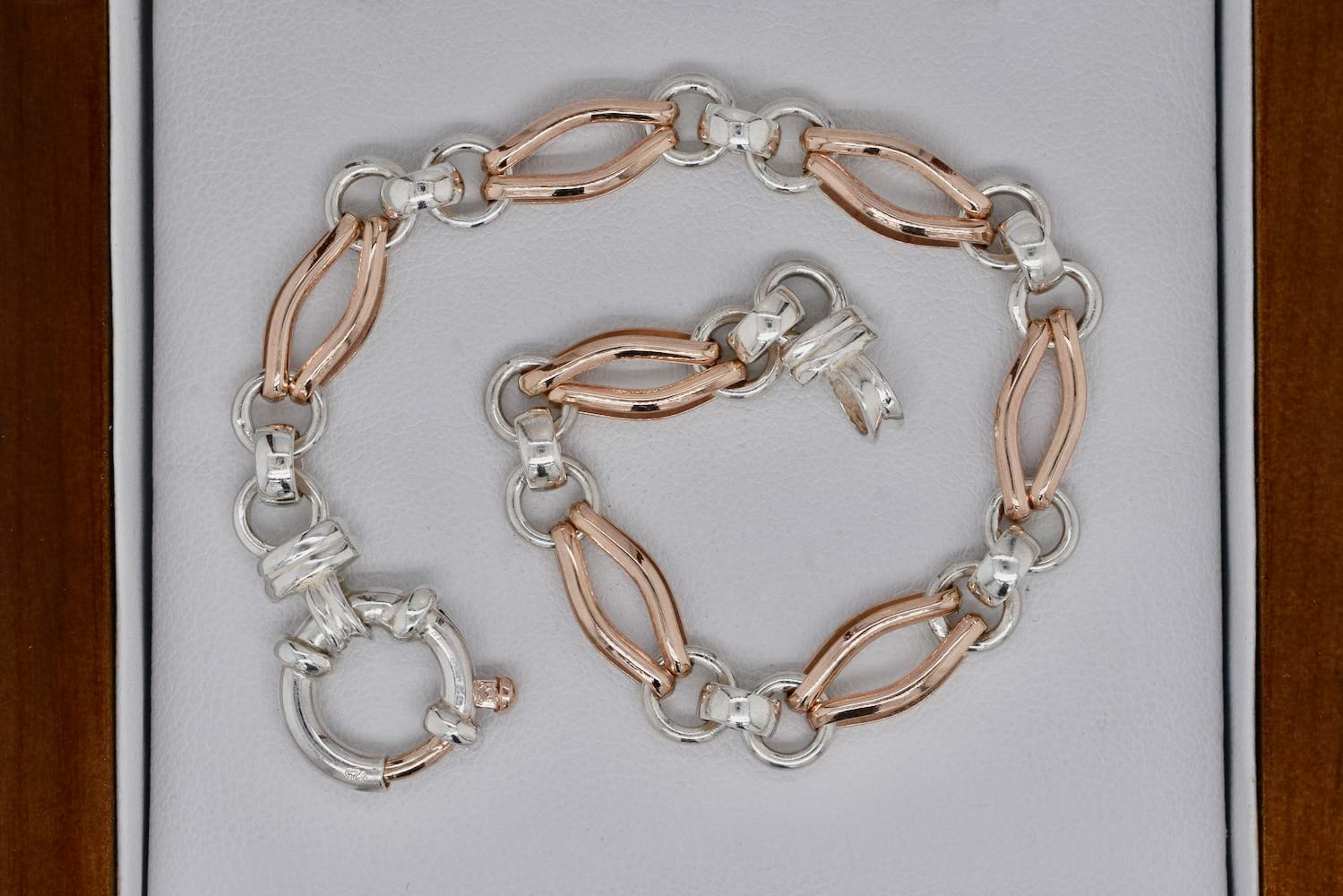 rose gold and sterling silver bracelet