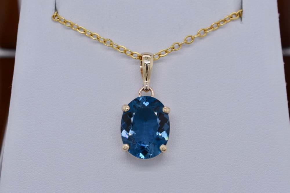 london blue topaz pendant yellow gold