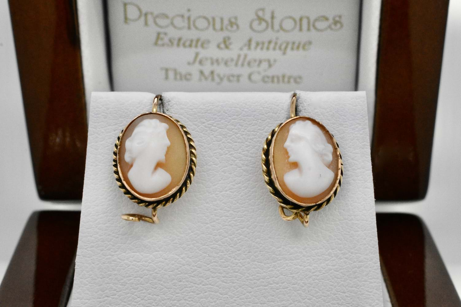 9ct cameo earrings