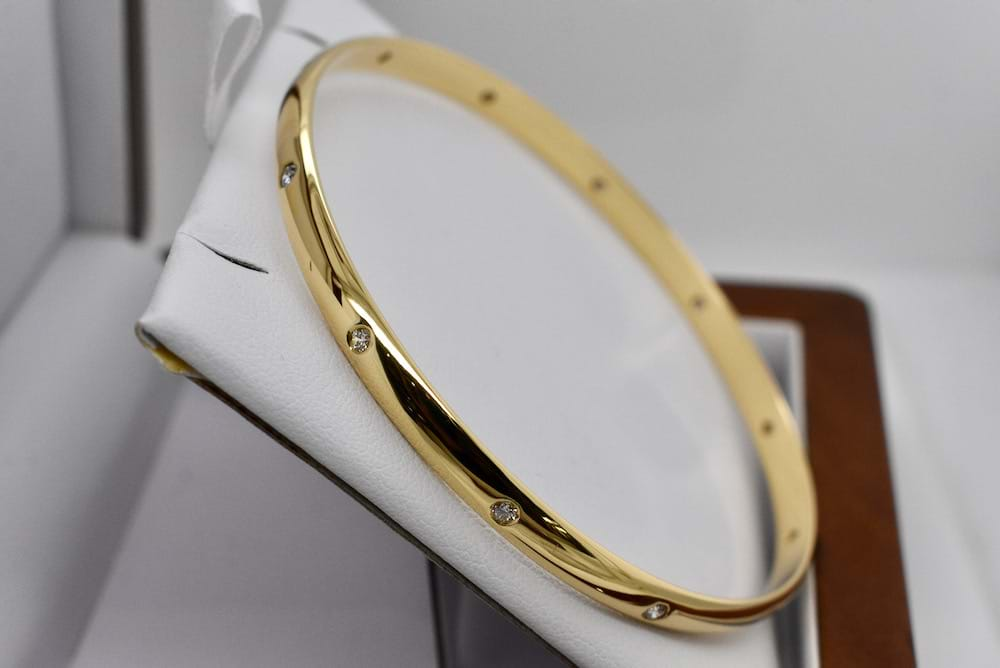 solid gold bangle with diamonds