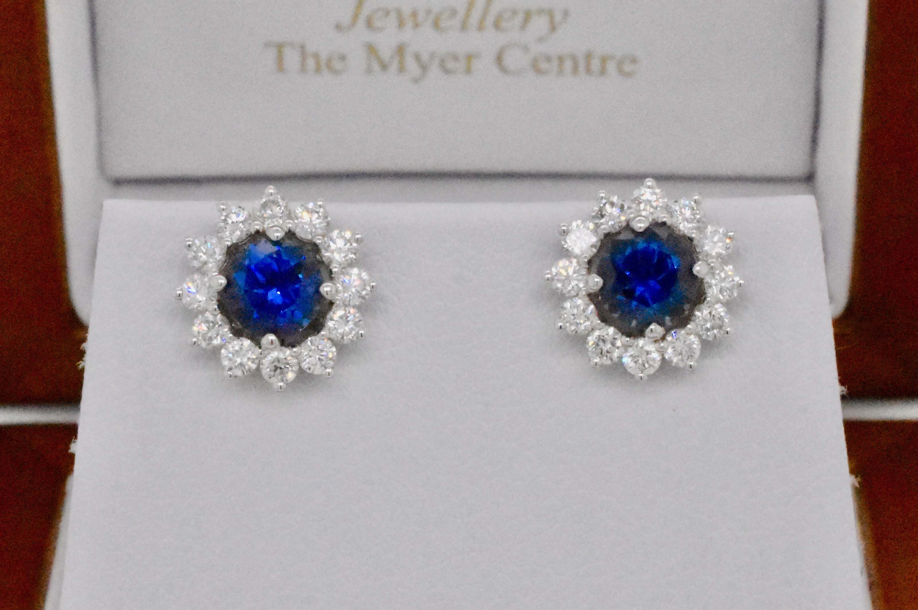 Blue Sapphire Stud Pearl Earrings | PurpleMay Jewellery