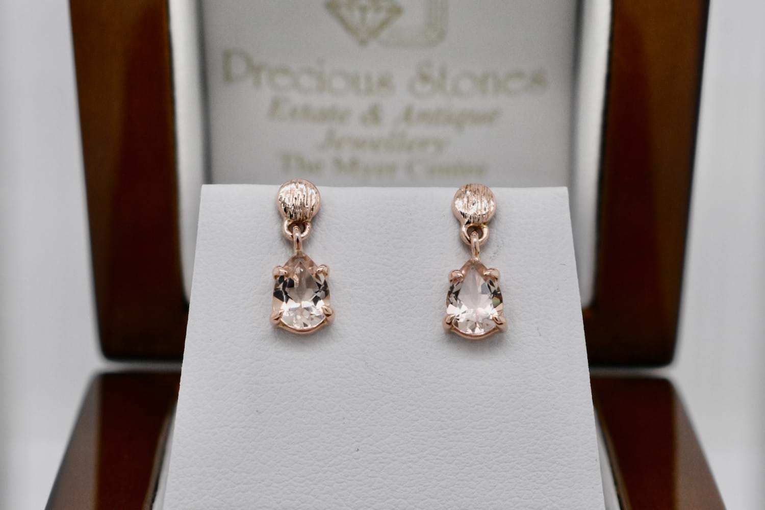 14k Rose Gold Diamond and Morganite Round Leverback Dangle Earrings –  Goldia.com