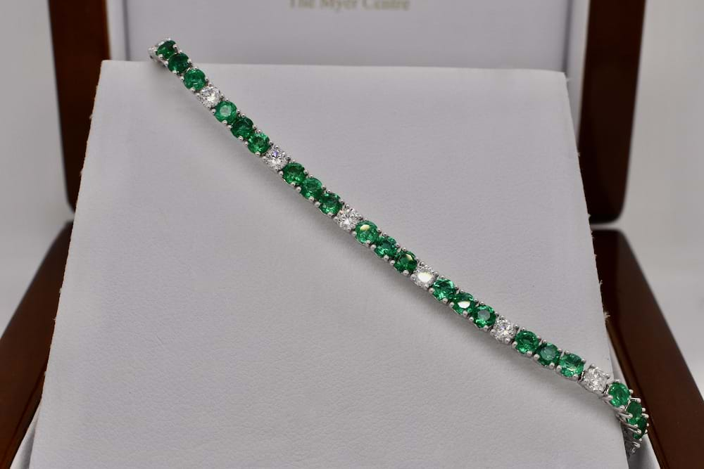 SOLD 18ct White Gold 3.61ct Emerald & Diamond Bracelet