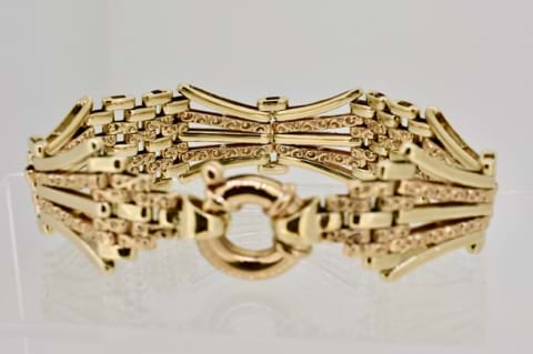Victorian 9ct Gold Knot Gate Bracelet Heart Padlock Charm 7 195g   Lillicoco